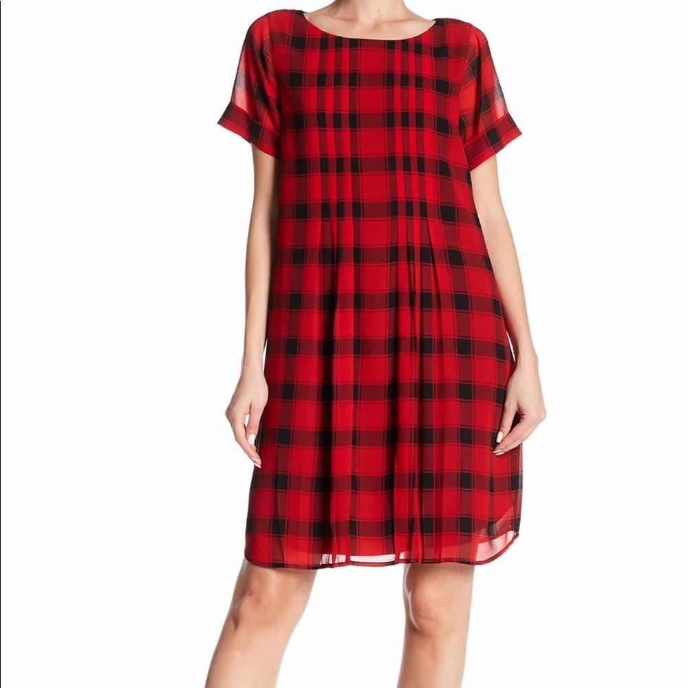 Foxcroft cap sleeve buffalo plaid dress